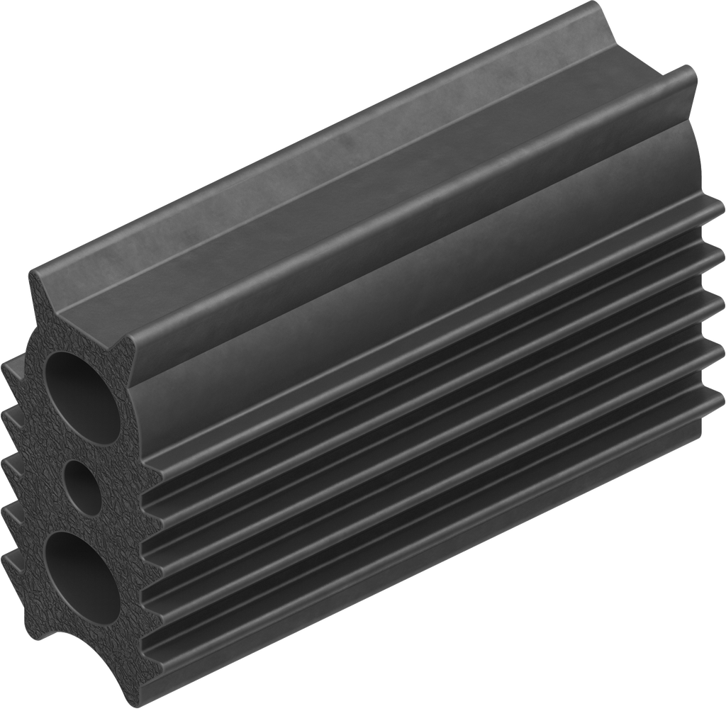 Vierlippenprofiel H = 28,5 mm, Sponsrubber EPDM 25 ± 5 Shore A zwart
