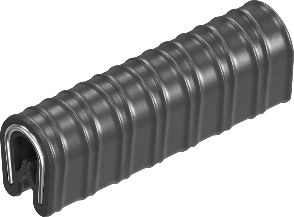 Profilo per spigoli autobloccante in materiale ignifugo, EPDM 60 ± 5 Shore A nero