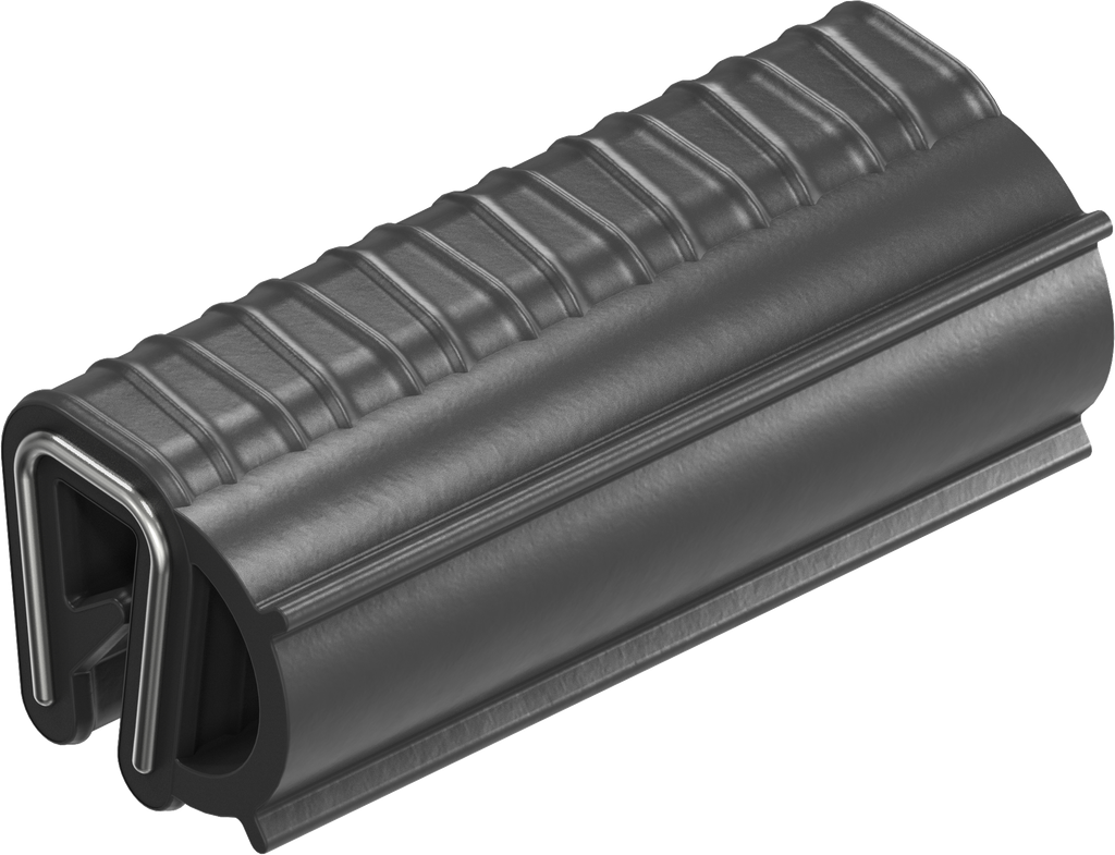 Perfil de junta para montaje a presión, caucho microporoso EPDM; perfil base EPDM 65 ± 5 Shore A negro