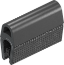 Perfil de junta para montaje a presión, caucho microporoso EPDM; perfil base PVC 70 ± 5 Shore A negro
