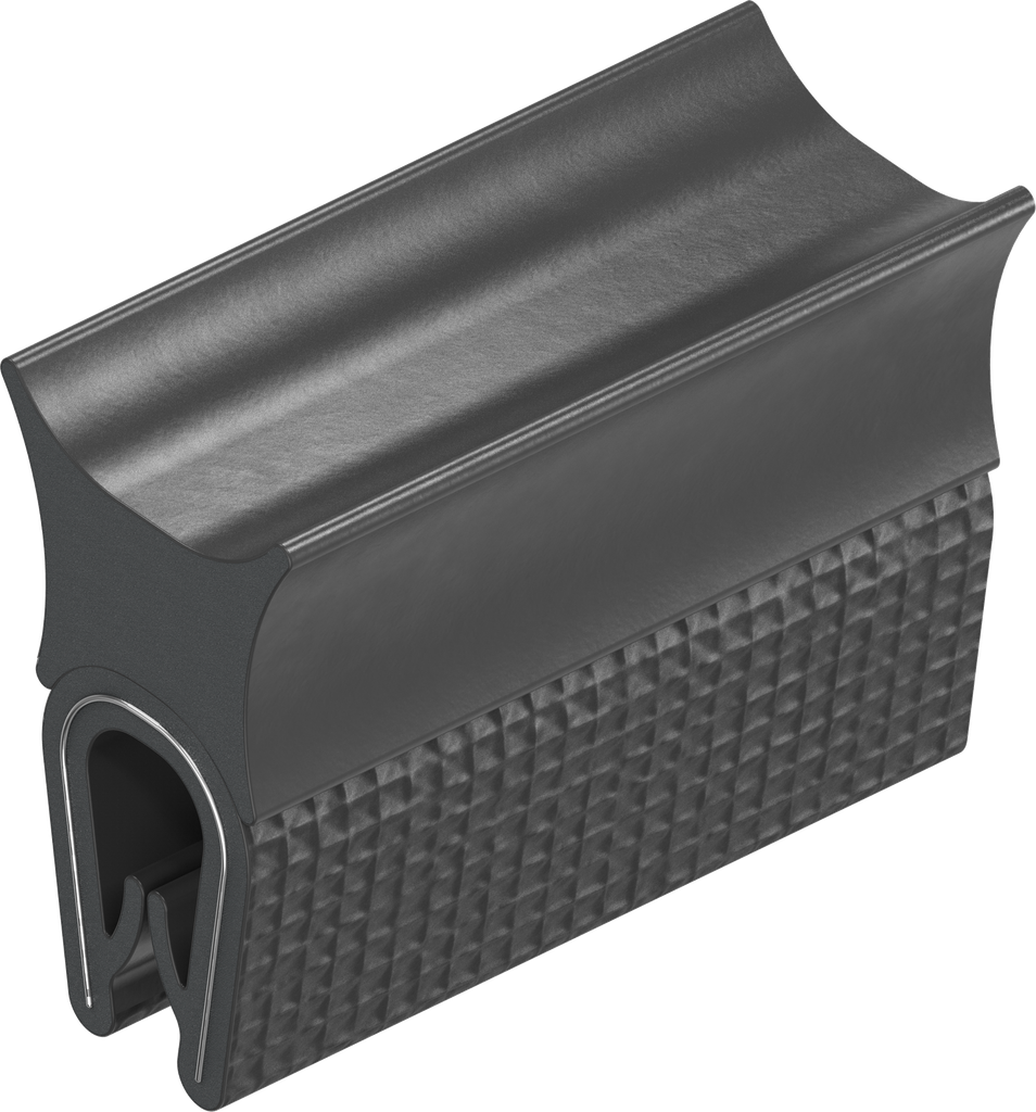 Dichtprofil selbstklemmend, Moosgummi EPDM; Klemmprofil PVC 70 ± 5 Shore A schwarz