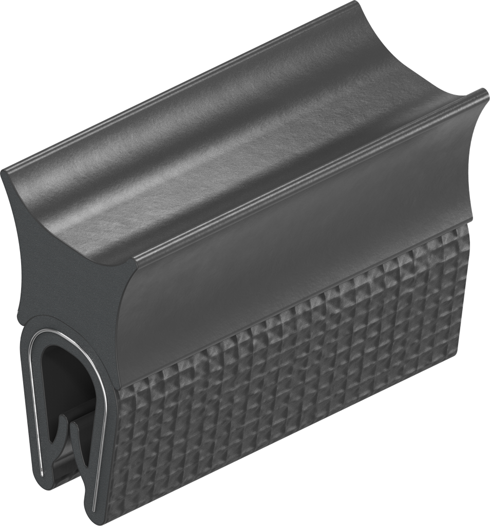 Sealing profile, self-clamping, Foam rubber EPDM; clamping profile PVC 70 ± 5 Shore A black