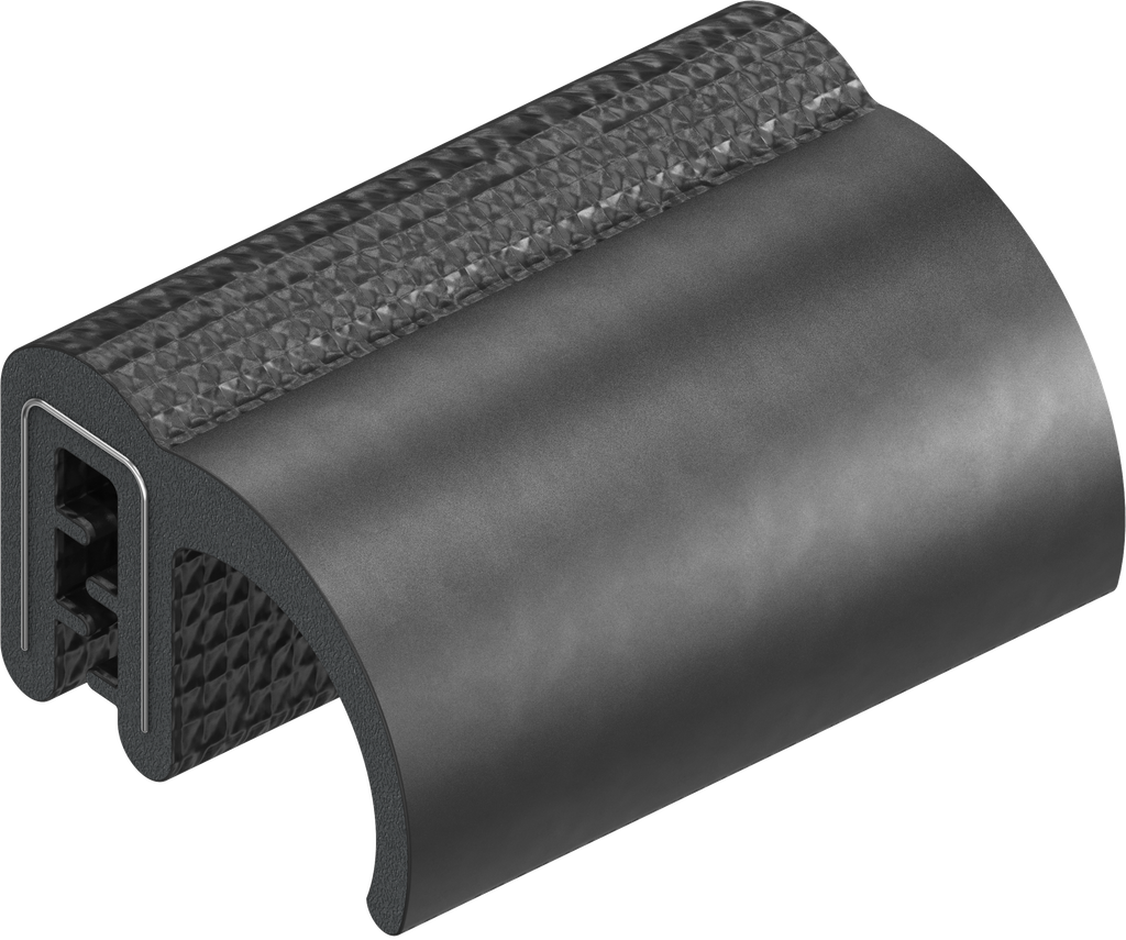 Perfil de junta para montaje a presión, caucho microporoso EPDM; perfil base EPDM 60 ± 5 Shore A negro
