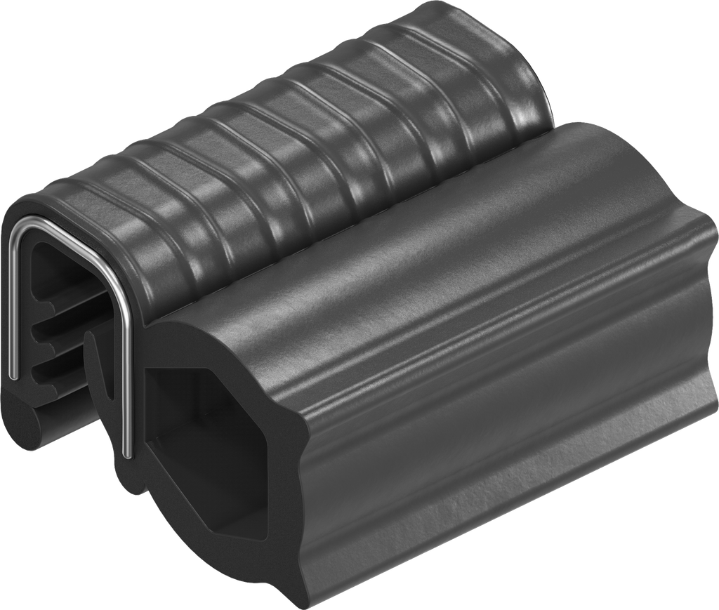 Sealing profile made of fire protection material, self-clamping, Foam rubber EPDM; clamping profile EPDM 60 ± 5 Shore A black