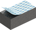 Zellgummi 12 x 15 mm, EPDM schwarz dehnungsfrei und selbstklebende Montagehilfe
