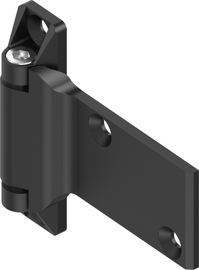 Bisagra 3D 180°, zamak recubierto de polvo negro