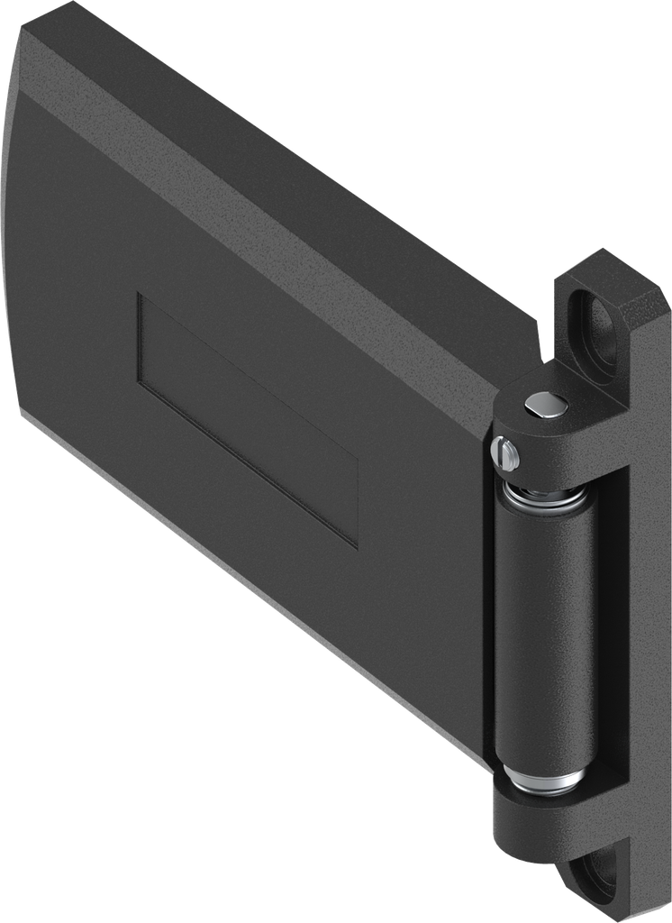 Bisagra 3D 180°, zamak recubierto de polvo negro