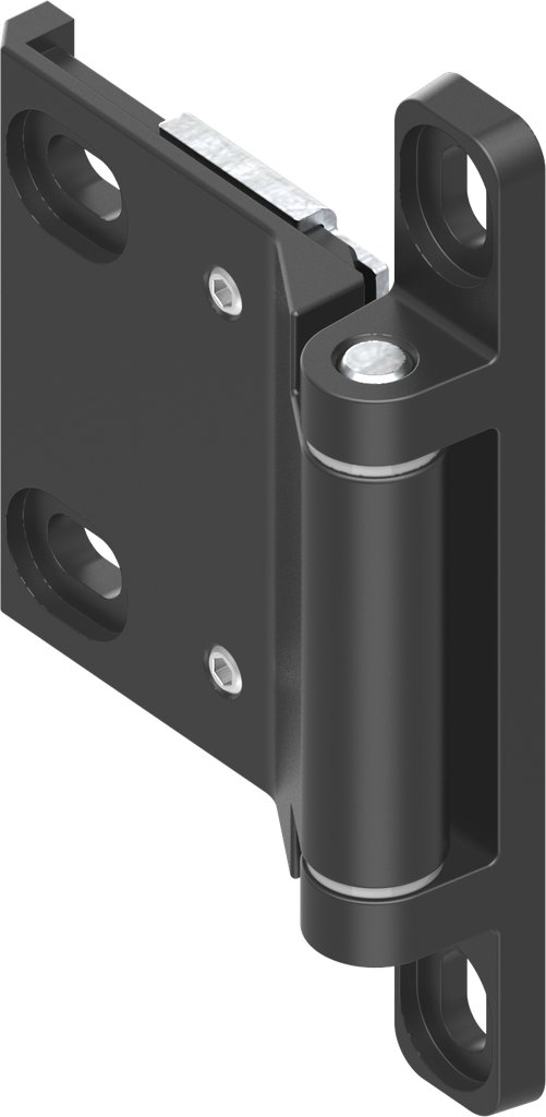 Bisagra 3D 180°, zamak recubierto de polvo negro