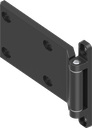 Bisagra 2D 180°, zamak recubierto de polvo negro