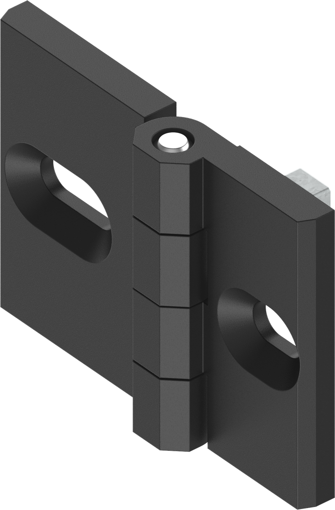 Bisagra para perfiles de aluminio 180°, zamak recubierto de polvo negro