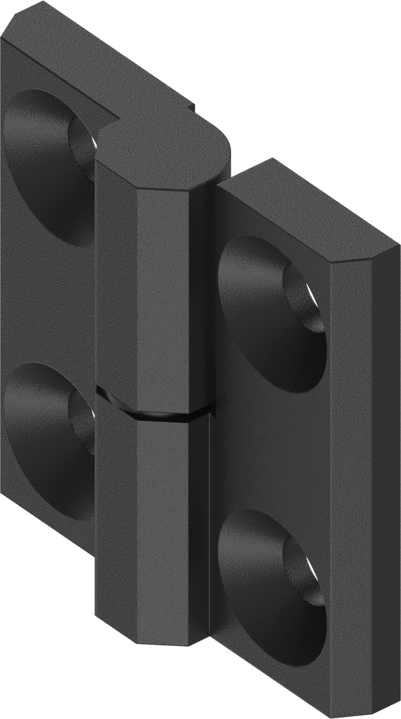 Charnière 180° version droite, zamak époxy noir