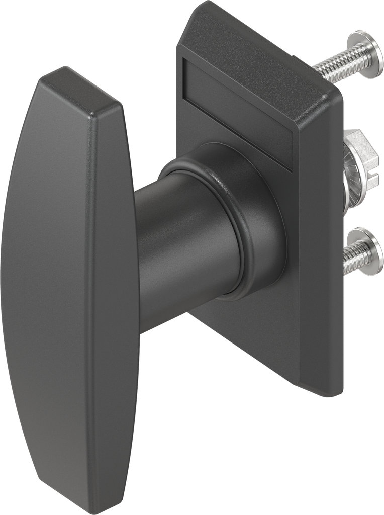 Sleutelschild met T-greep zonder slot, polyamide zwart en GD-Zn (Zamak) zwart gepoedercoat