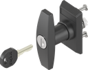 Sleutelschild met T-greep verschillend sluitend, polyamide zwart en GD-Zn (Zamak) zwart gepoedercoat