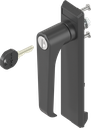 capotage avec poignée bec de cane clé EK 333, polyamide noir et zamak époxy noir