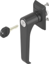 capotage avec poignée bec de cane clé EK 333, polyamide noir et zamak époxy noir