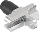 Lengüeta de rodillo ajustable en altura, poliamida negro y zamak galvanizado