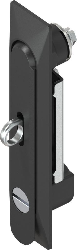 Maniglia girevole 1150 con inserto intaglio 2x4 e per lucchetto, zama nero verniciato a polvere