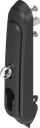 Maniglia girevole con riscontro e modulo per profilo mezzo-cilindro 40 mm (A = 30 mm) e per lucchetto, poliammide GF nero
