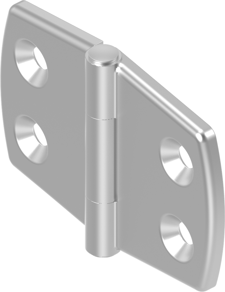 charnière 180°, inox AISI 316 poli