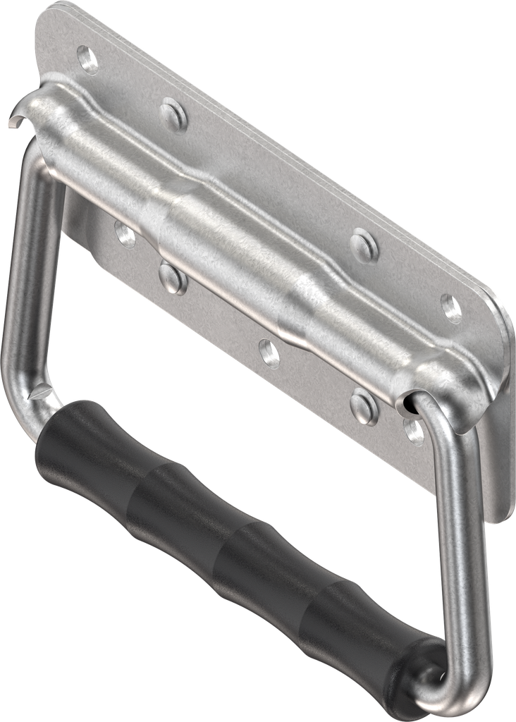 Chest handle with piano wire torsion spring, Steel zinc-plated DS plus top coat