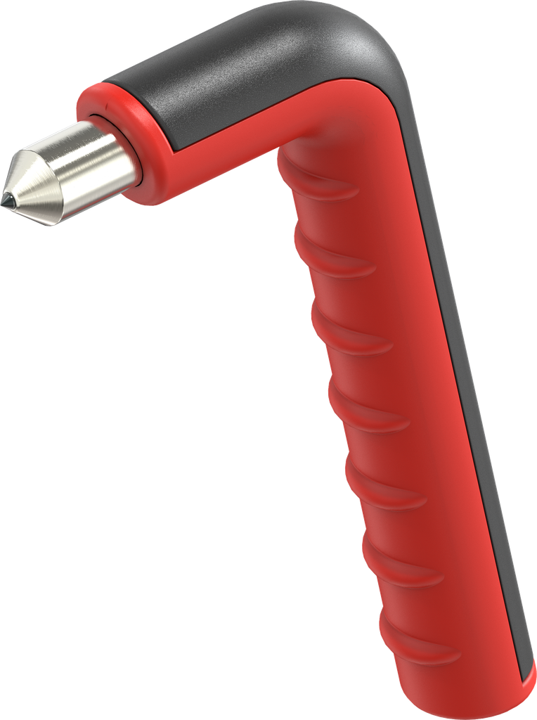 Martillo básico de emergencia, acero y poliamida rojo