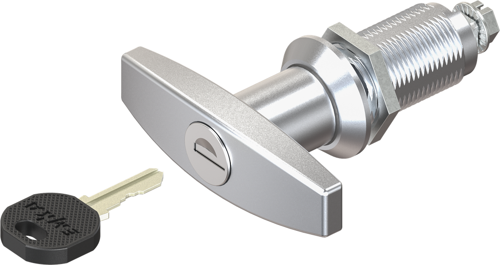 Cuarto de vuelta con asa en T, llave EK 333, zamak cromado