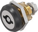 Trilvast slot dubbelbaard 5 variant links, messing en zamak zwart gepoedercoat