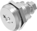 Chiusura 1/4 di giro di sicurezza doppia aletta 3 versione sinistra con copriforo antipolvere, acciaio inox AISI 303