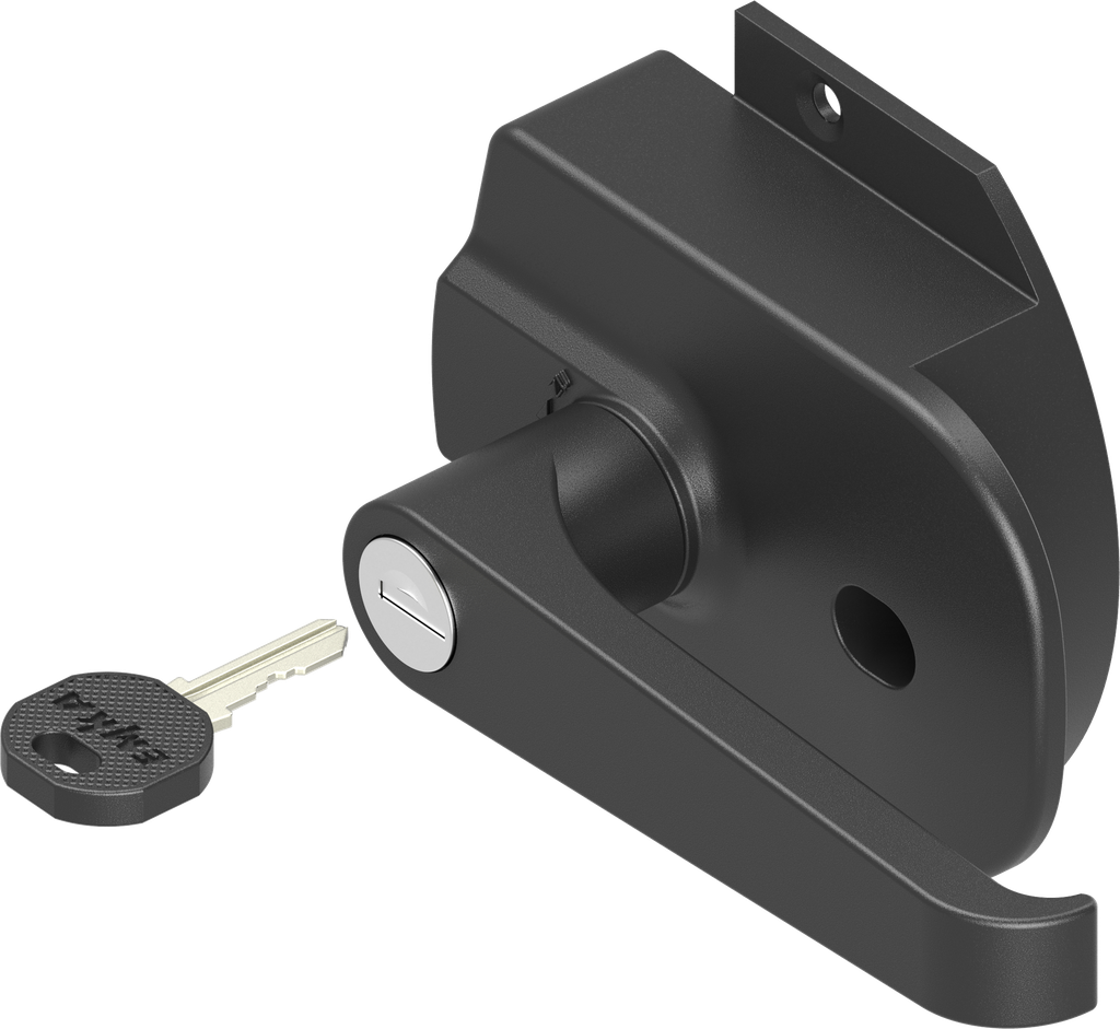 fermeture de porte en applique avec poignée bec de cane clé EK 333, zamak époxy noir