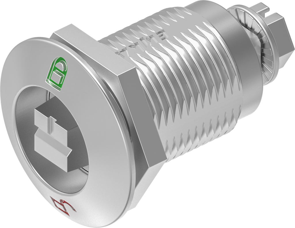 verrou à compression, version ferroviaire avec marquage rouge/vert, inox AISI 316 poli