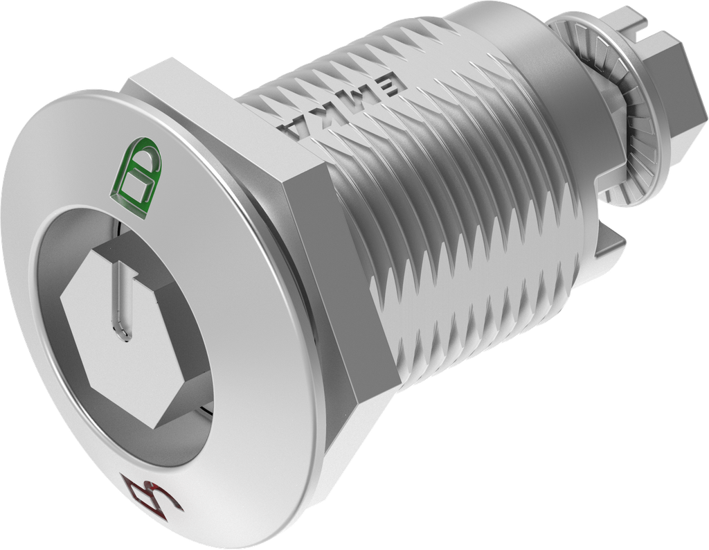 Chiusura 1/4 di giro a compressione esagono esterno SW 11 con riferimento rosso - verde, acciaio inox AISI 316 spazzolato