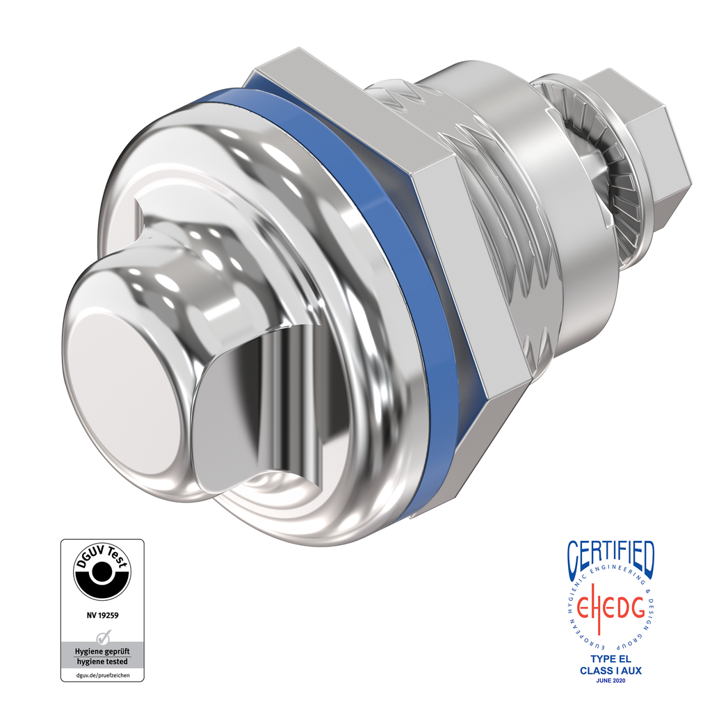 Chiusura 1/4 di giro a compressione SW 13 per settore igienico/sanitario, alimentare e medicale, acciaio inox AISI 316L