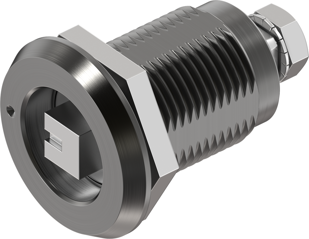 Chiusura 1/4 di giro a compressione quadro 8 con riferimento versione destra, alluminio anodizzato solido e acciaio inox AISI 316
