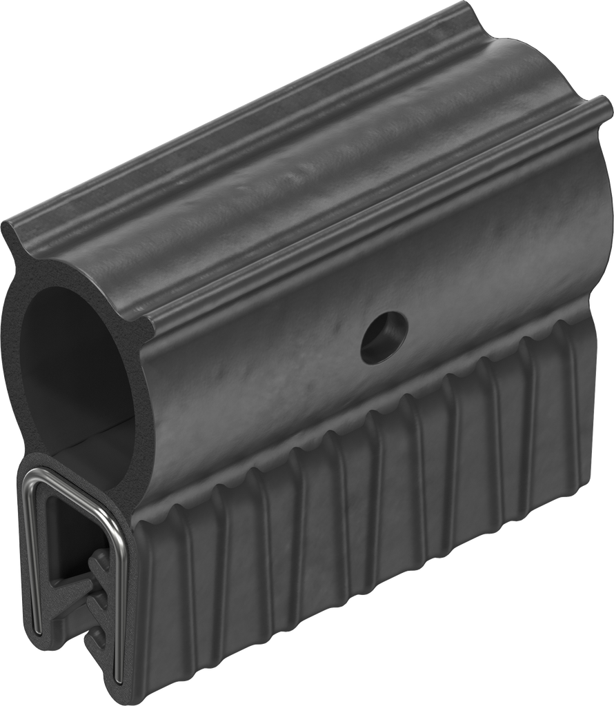 Perfil de junta de material de protección contra incendios para montaje a presión, caucho microporoso EPDM; perfil base EPDM 60 ± 5 Shore A negro