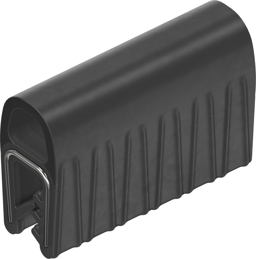 Perfil de junta de material de protección contra incendios para montaje a presión, caucho microporoso EPDM; perfil base EPDM 60 ± 5 Shore A negro